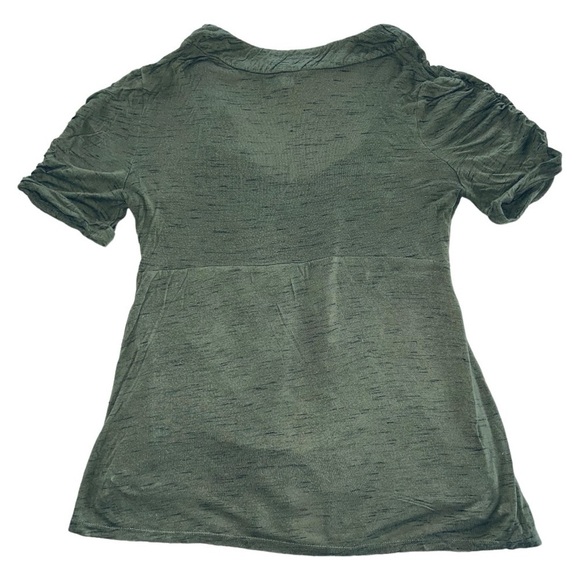 Speechless Y2K Green Black Attached Cami Short Sleeve Ruched Top Women’s Medium - Picture 3 of 7